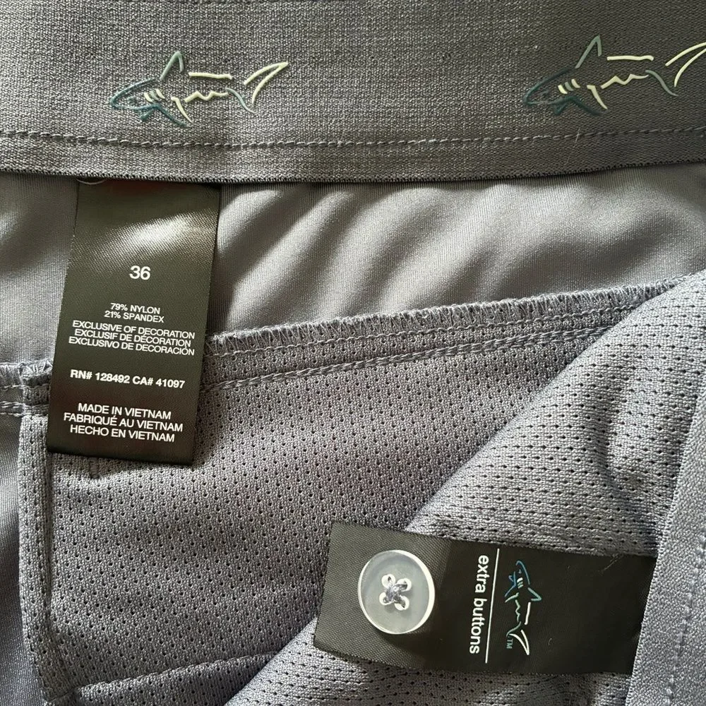 Greg Norman Golf Shorts Men’s 36 Gray Stretch Performance Moisture Wicking